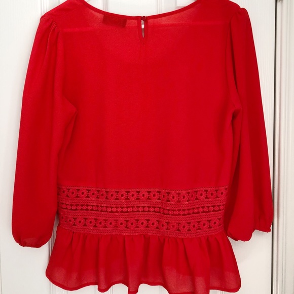 CLOSET CLOSING TODAY!!! Red Peplum Top - Picture 5 of 5